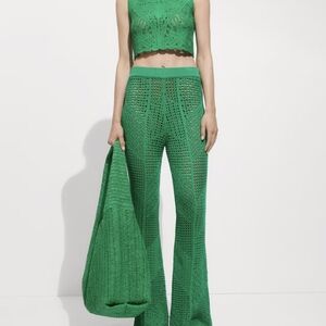 Green Crochet Women's Pants